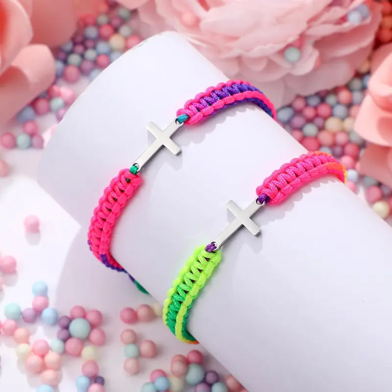 Bracelet Christian Matching Couple Friendship Adjustable Bracelets for Women Men Mom Father BFF Sister First Communion Baptism Confirmation Easter Grad Christmas