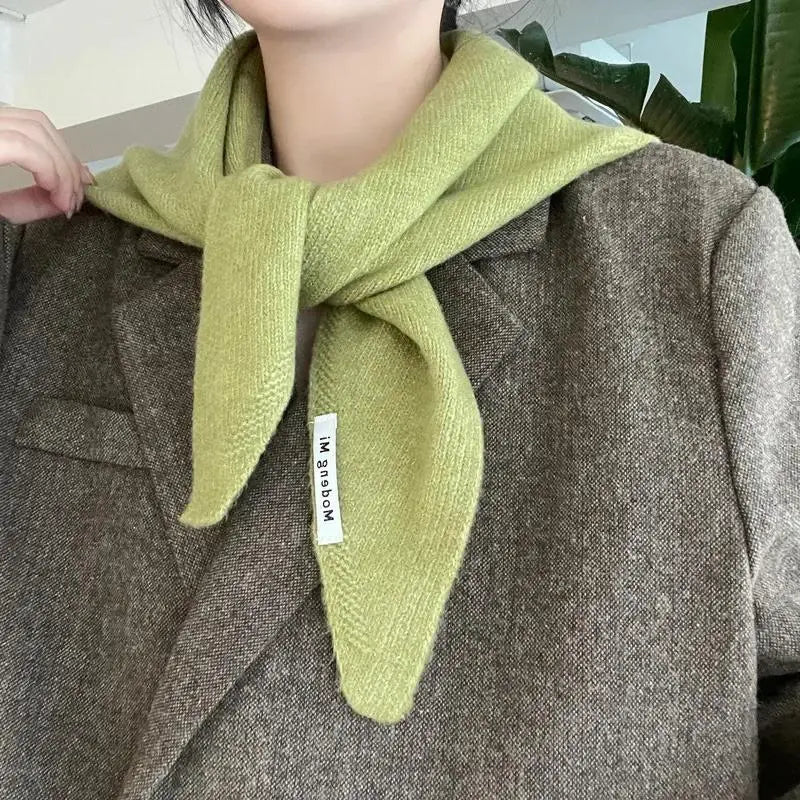Winter Korea Knitted Triangle Scarf Wool Warm Shawl Scarf Women Neck Protection Smallscarf Cashmere Scarf