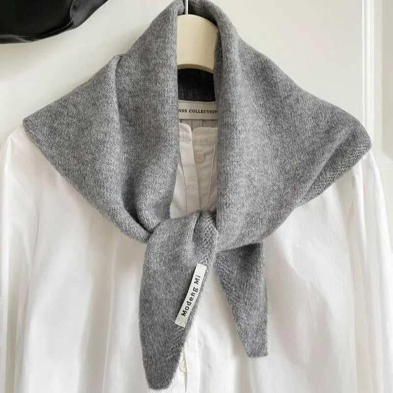 Winter Korea Knitted Triangle Scarf Wool Warm Shawl Scarf Women Neck Protection Smallscarf Cashmere Scarf