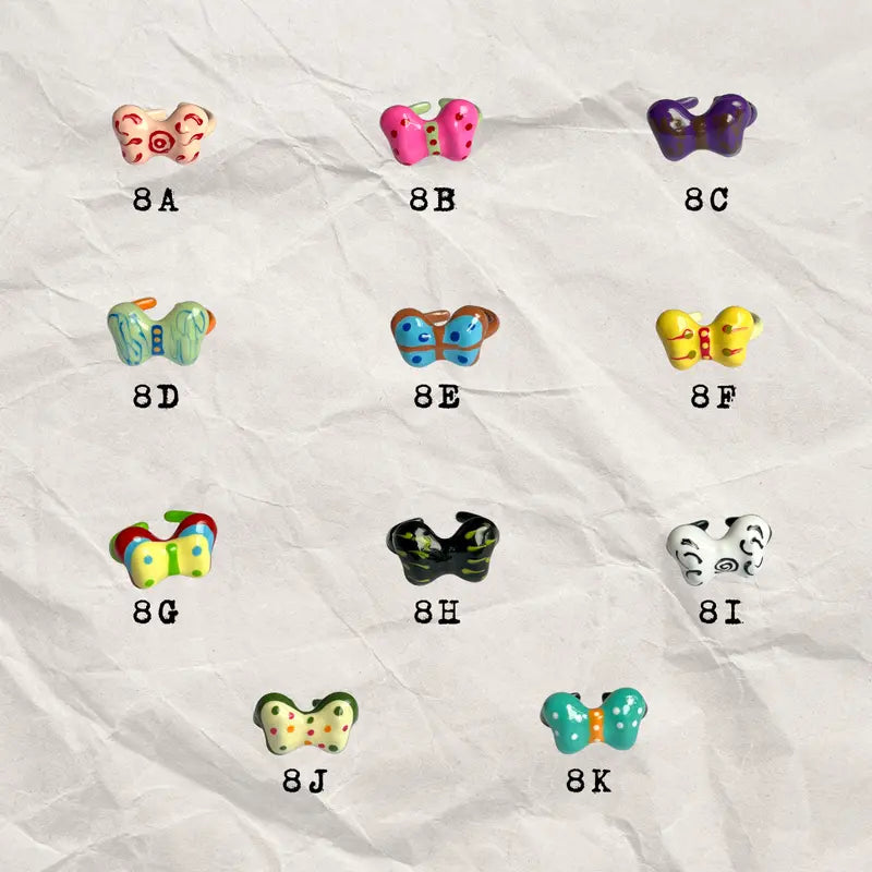 Handmade Bow Rings Cold Enamel Non Tarnish Size Adjustable Open Rings Stackable Retro Whimsical Fun Funky Chunky Y2K Colorful