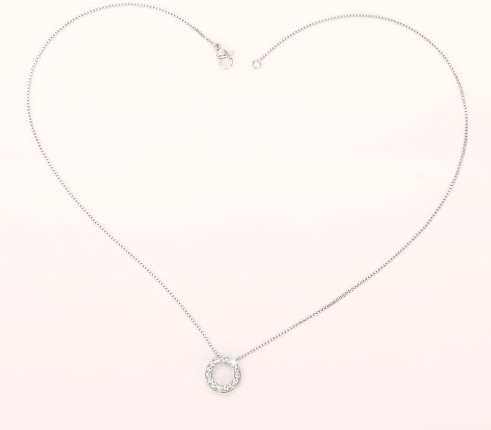 Trendy Circle Necklace with Shiny CZ Simple Stylish Wedding Party Jewelry
