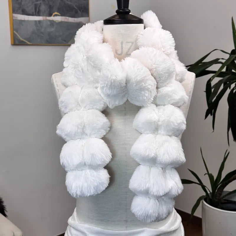 Luxurira Faux Fur Winter Scarf Simple Accessory for Women Cold Wash Friendly Faux Fur Material 160cm x 8cm