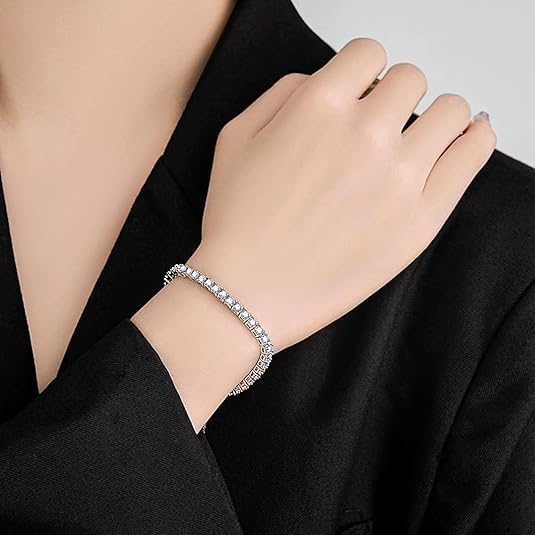Bracelet for Women Sliver Gold Plated Tennis Bracelet Cubic Zirconia Adjustable Slider Clasp Jewelry Charm Accessories Gift