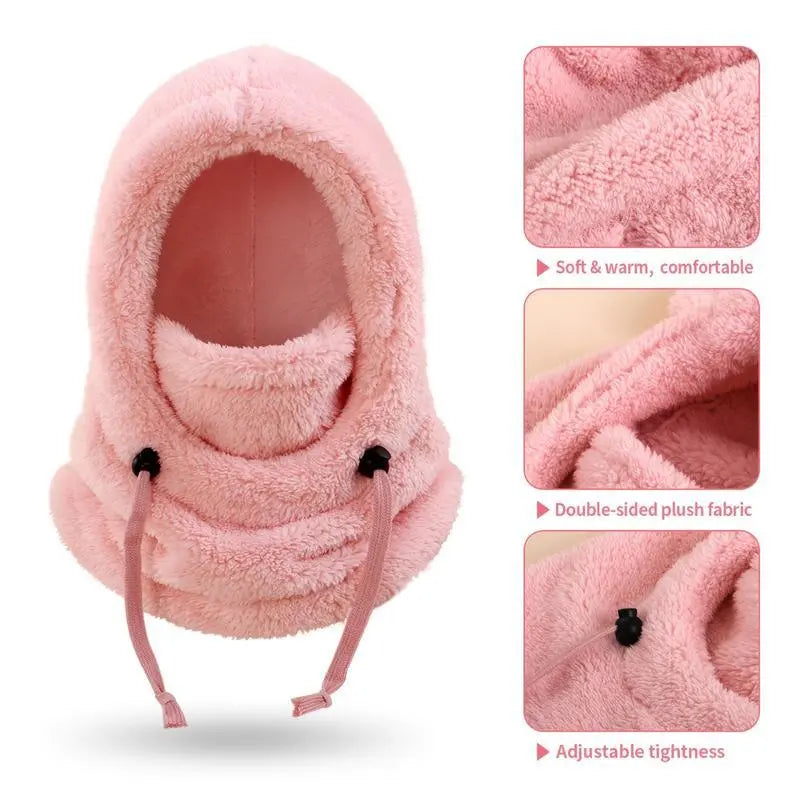 Kids' Thermal Knit Balaclava Hat with Detachable Hood, Soft Fleece Lined Windproof Neck Warmer for Winter Sports & Skiing (Ages 3-10), S (3-10Y)