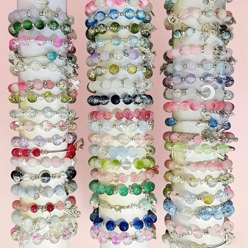 Women's 35pcs Bohemian Beaded Bracelet Set - Layered Charm Bangles with Multicolor Beads, Floral, Butterfly Pendants, Bracelet Stacking for Daily Wear, Anniversary Gift Jewelry, sohochic