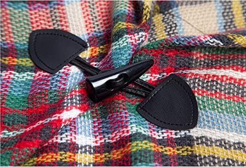 Proumhang Girls Tartan Scarf With horn buckle,Plaid Wrap,Poncho Cape Shawl For Kids,Winter Warm Scarves,One Size