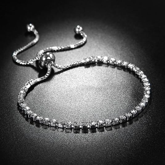 Bracelet for Women Sliver Gold Plated Tennis Bracelet Cubic Zirconia Adjustable Slider Clasp Jewelry Charm Accessories Gift