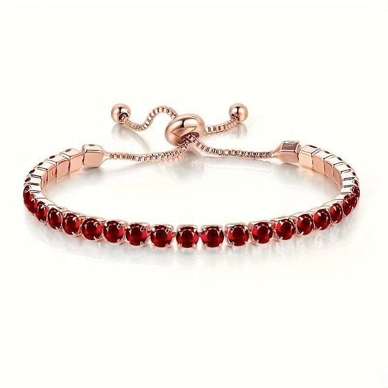 Bracelet for Women Sliver Gold Plated Tennis Bracelet Cubic Zirconia Adjustable Slider Clasp Jewelry Charm Accessories Gift