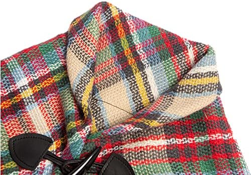 Proumhang Girls Tartan Scarf With horn buckle,Plaid Wrap,Poncho Cape Shawl For Kids,Winter Warm Scarves,One Size