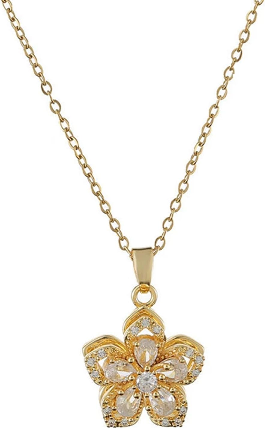 14K Gold Plated Pendant Necklace for Women - Dainty Adjustable Chain, Trendy Jewelry Gift for Family and Friends