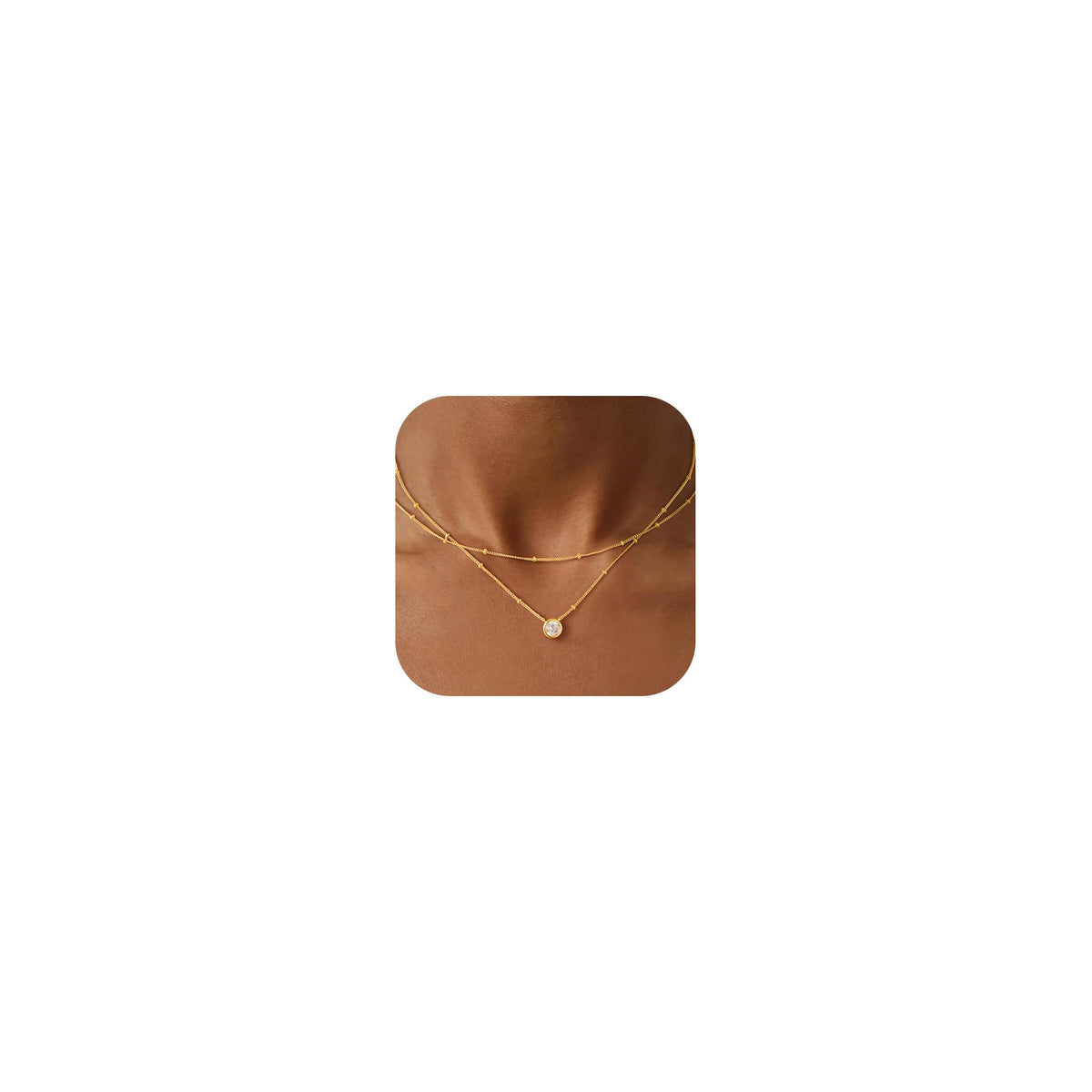 Yoosteel 14K-Gold-Plated Necklaces for Women,Dainty CZ Necklaces Stack