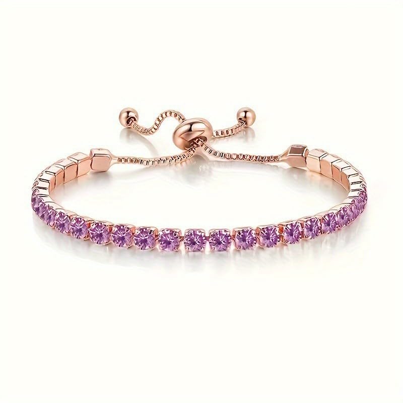 Bracelet for Women Sliver Gold Plated Tennis Bracelet Cubic Zirconia Adjustable Slider Clasp Jewelry Charm Accessories Gift