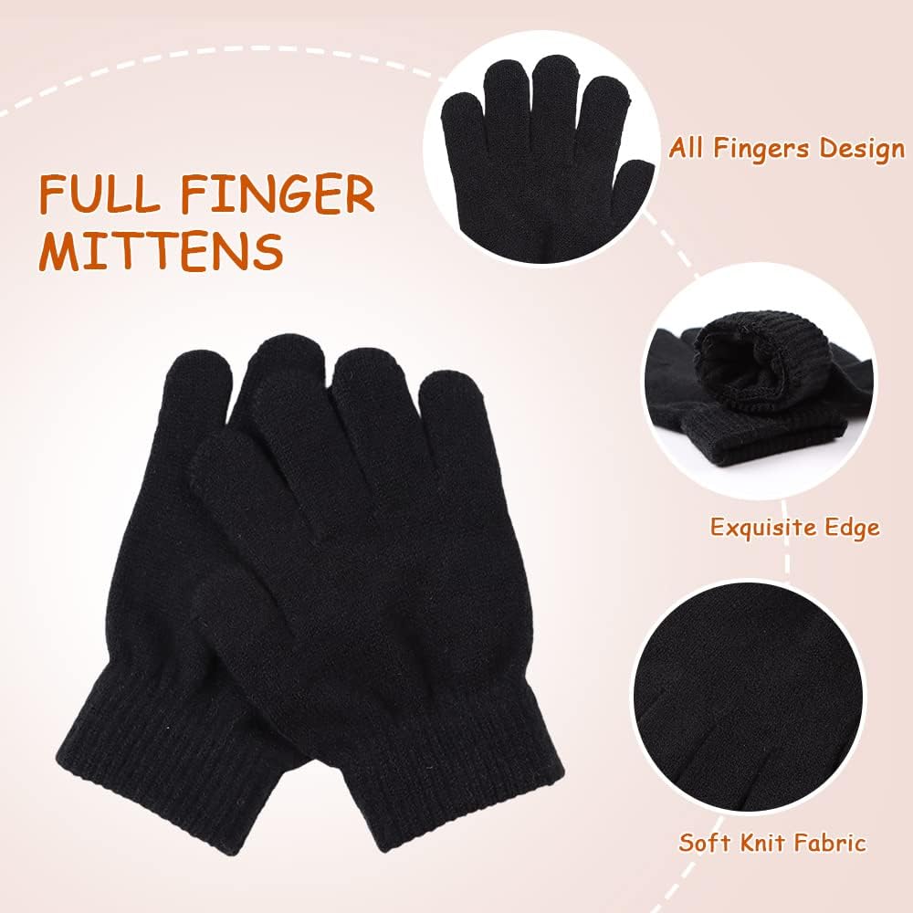 Yuoahcn Kids Winter Beanie Hat Scarf Gloves Set Knit Warm Toddler Winter Cap Gloves Neck Warmer for Boys Girls 1-8 Year