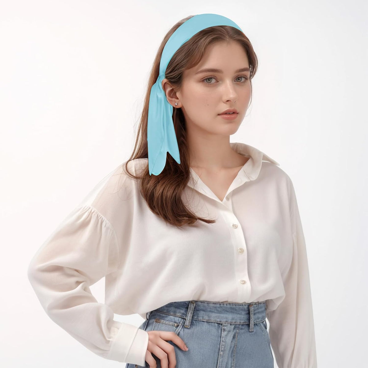 Pistha Satin Scarf Neck Scarf Square Bandanas Hair Handkerchief 27.5 inch