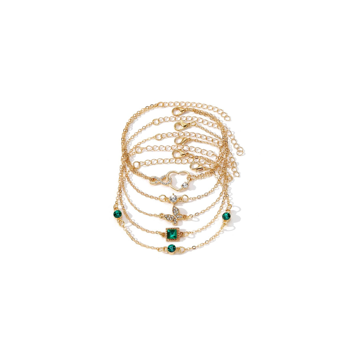IFKM Gold Bracelets for Women, 14K Gold Plated Dainty Layered Chain Bracelets Adjustable Cute Bangle Link Bracelet Set