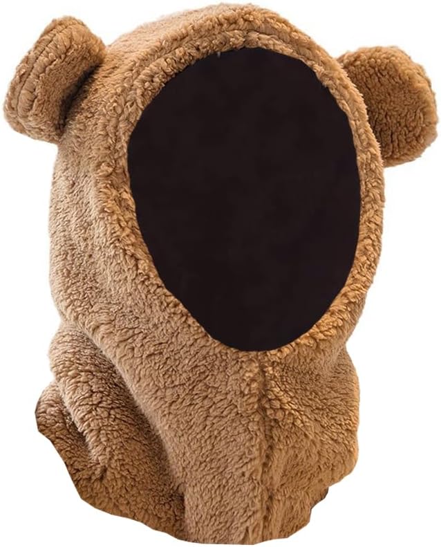 2 in 1 Kids Bear Hat Scarf Toddler Balaclava Winter Warm Beanies Cap Thick Fleece Skull Caps for Boys Girls