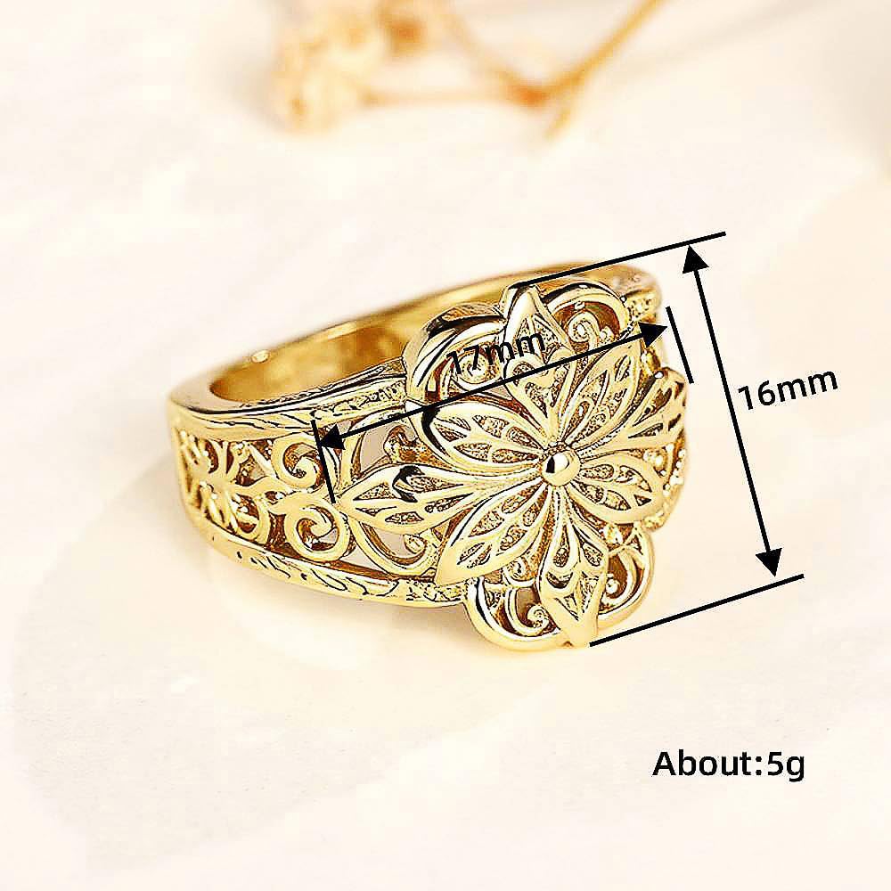 Hollow-Out Pattern Design Ring for Women Engagement Jewelry