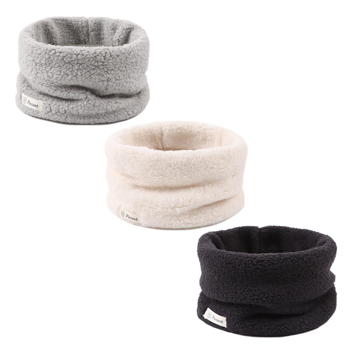 Zsedrut Fleece Warm Kids Scarf Thick Velvet Boys Girls Round Scarves Winter