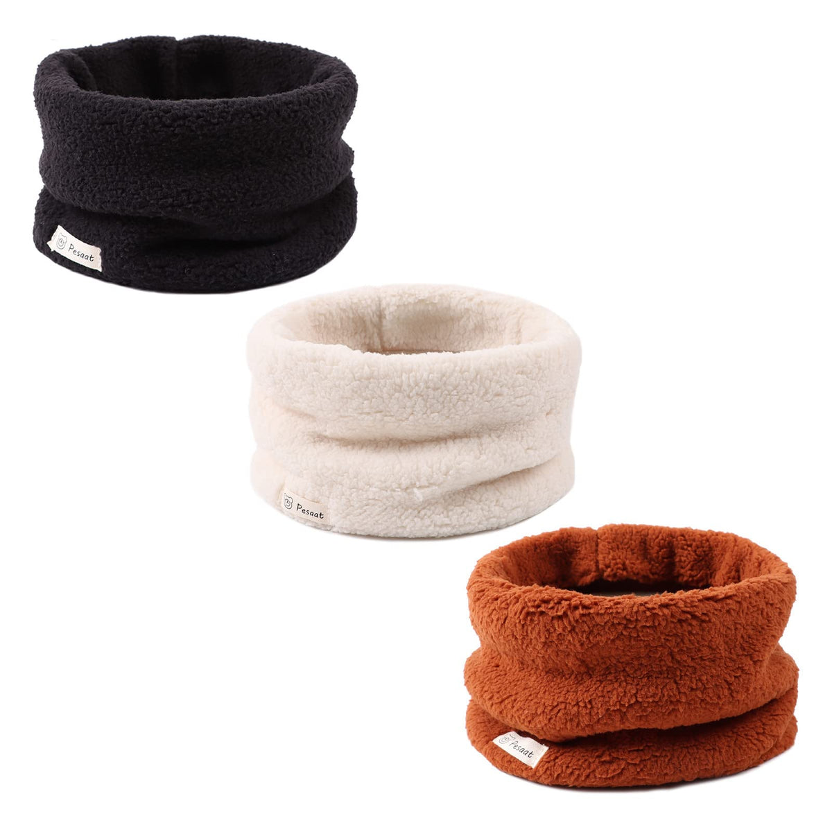 Zsedrut Fleece Warm Kids Scarf Thick Velvet Boys Girls Round Scarves Winter