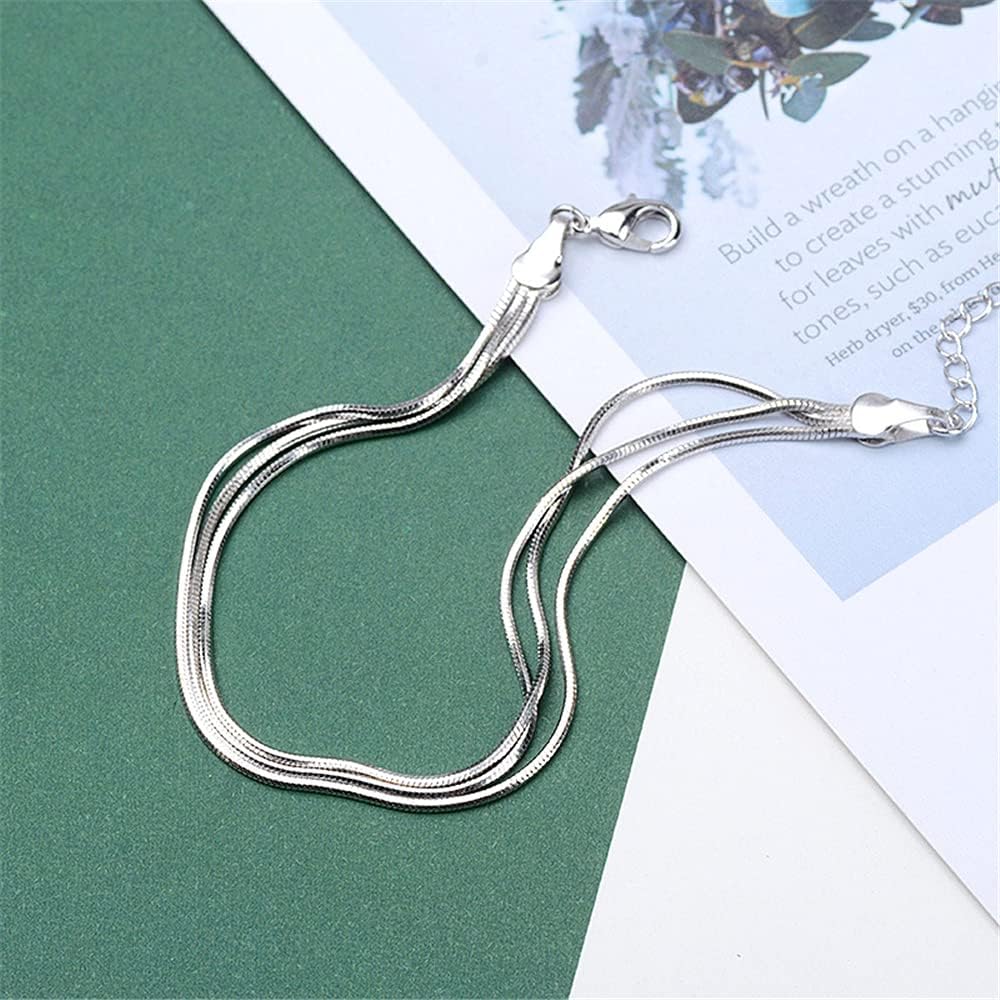 925 Sterling Silver Layered Heart Beaded Bracelets for Women Teens Link Chain Bracelet Fashion Jewelry Gifts