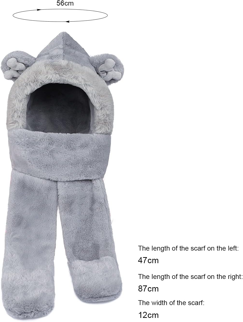 Kids Winter Hat Scarf Mittens 3 in 1 Faux Fur Hat Hooded Scarf Earflap Cap Neck Warmer Fuzzy Hoodie Ski Snow Cap Gloves Set