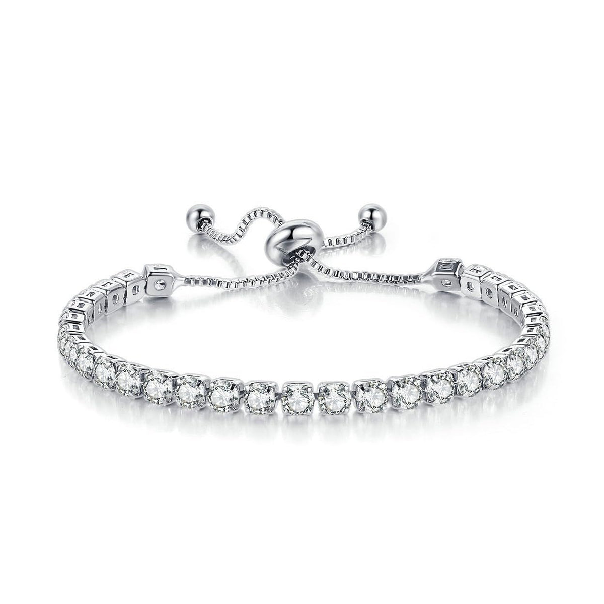 Bracelet for Women Sliver Gold Plated Tennis Bracelet Cubic Zirconia Adjustable Slider Clasp Jewelry Charm Accessories Gift