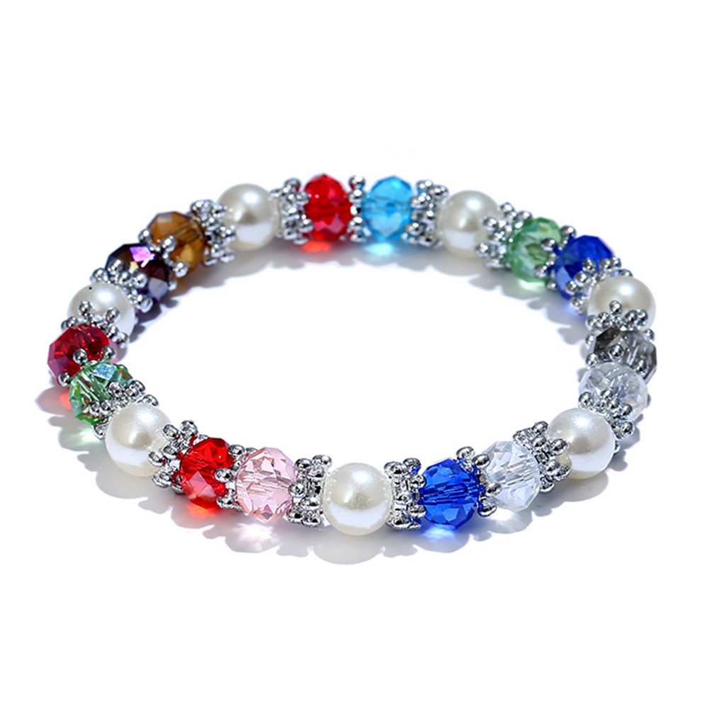 Stylish Bracelet Shiny Colorful Rhinestone Faux Pearl Bracelet Bangle Women Jewelry Birthday Gift - Black Useful