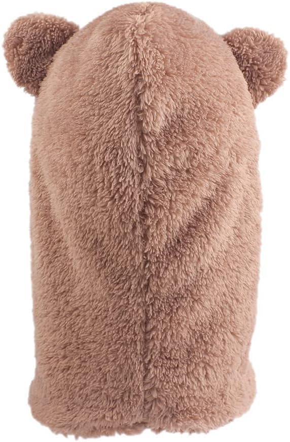 2 in 1 Kids Bear Hat Scarf Toddler Balaclava Winter Warm Beanies Cap Thick Fleece Skull Caps for Boys Girls
