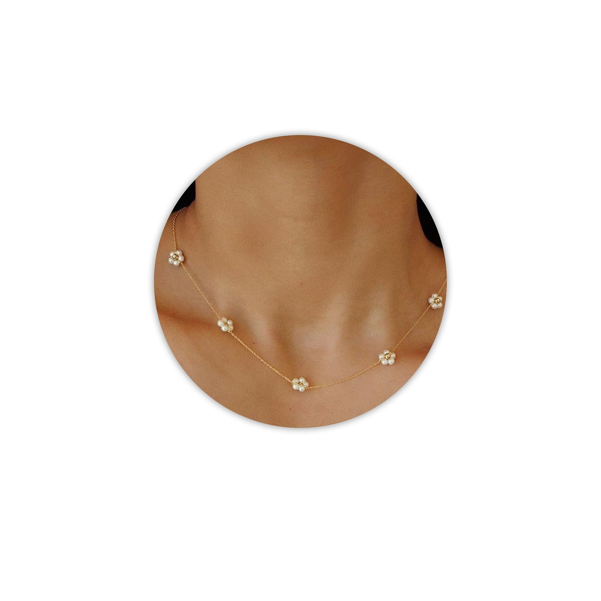SmileBelle Pearl Necklaces for Women, 18K Gold Choker