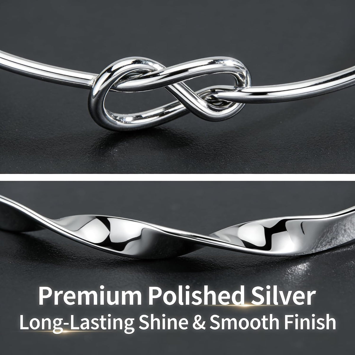 6 Pcs Silver Stackable Bracelets Set For Women Adjustable Open Cuff Bangles Flower Heart Knot Love Chain Trendy Layering Jewelry Gift Gold Plated Bracelets
