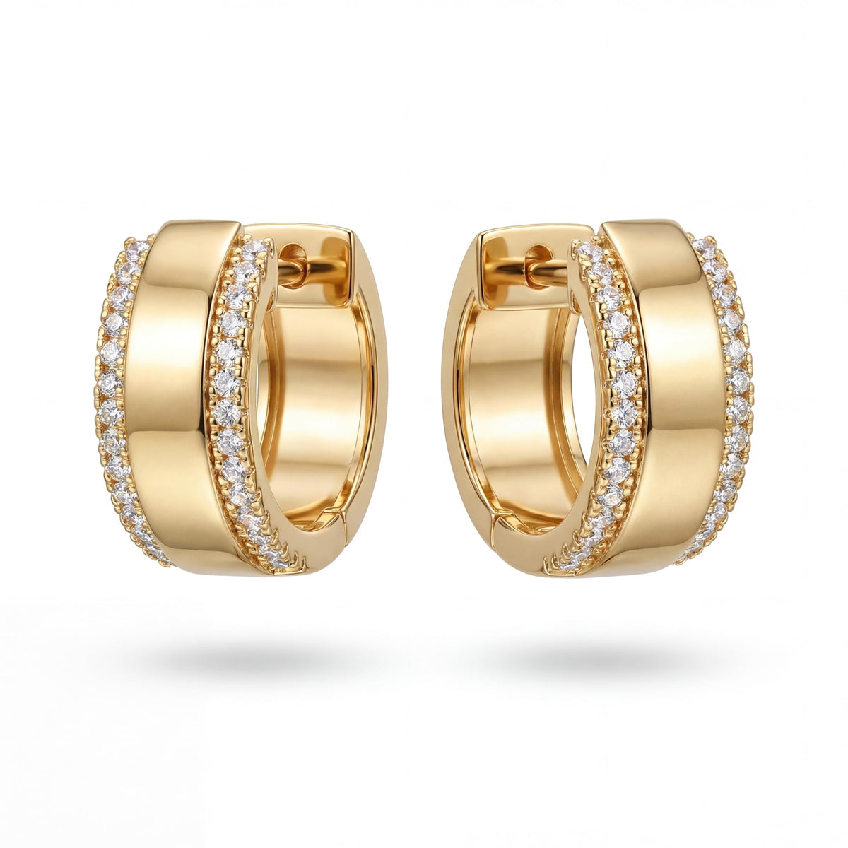 VACRONA Cubic Zirconia Huggie Earrings 14k Gold Plated Tiny Earrings Small Huggie Hoop Earrings Simple Lightweight Hoops Gift for Women