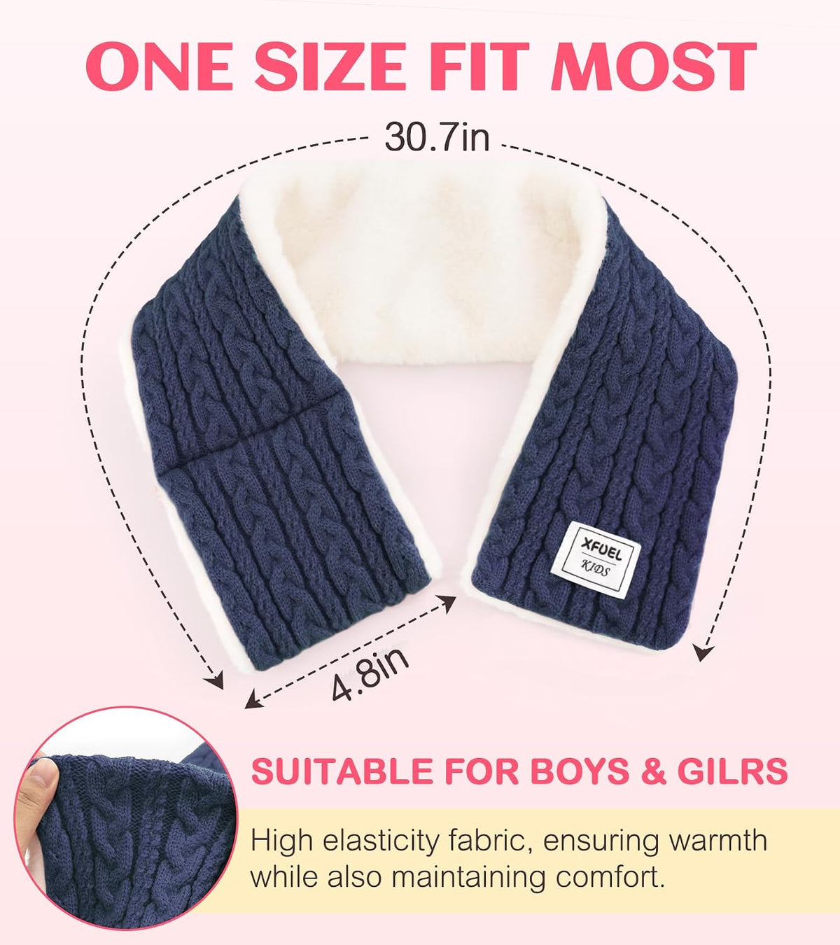 Kids Scarf, Winter Scarves for Girls Boys, Knitted Cross Tie Neck Warmer