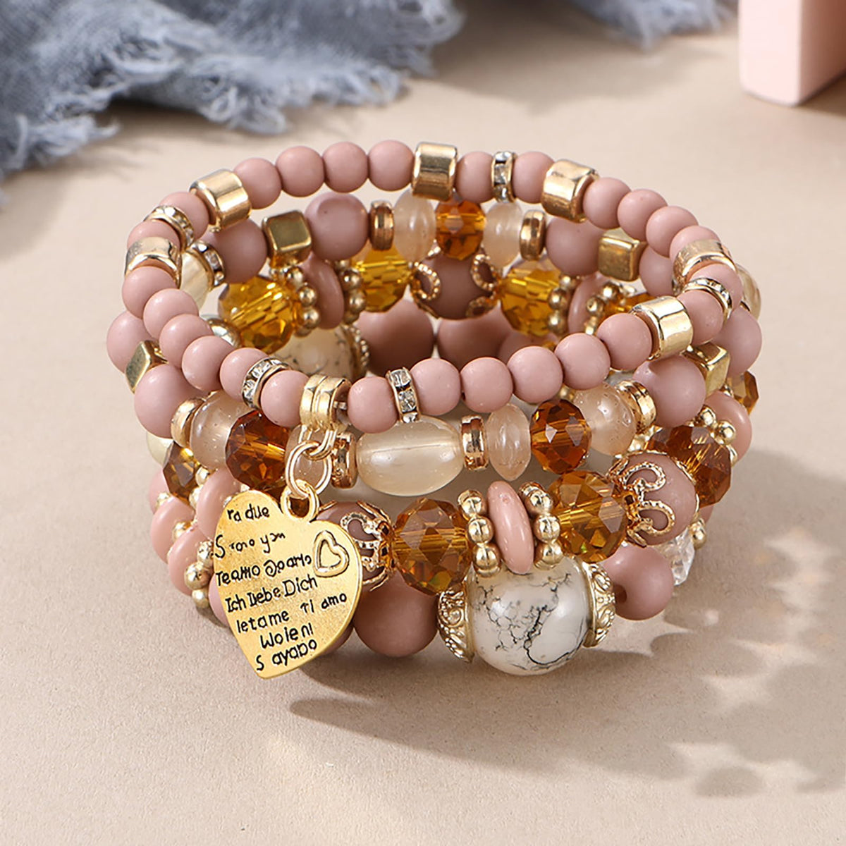 Beaded Bracelets for Women,Bohemian Stackable Style Multilayered Stretch Bracelets Friendship Jewelry Summer