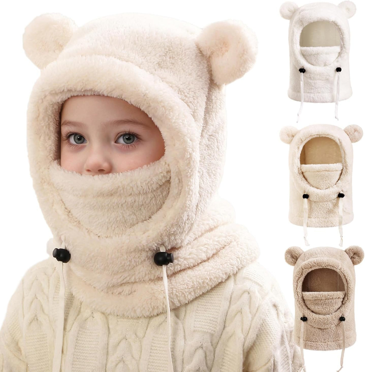 Kids Winter Fleece Hats Children's Balaclava Ski Mask Windproof Warm Adjustable with Fleece Lining Hat for Boys Girls
