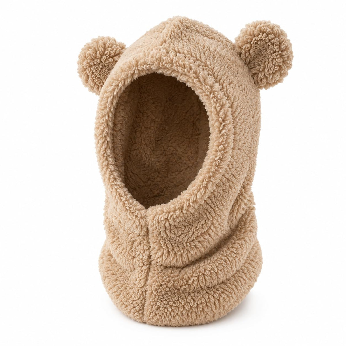 2 in 1 Kids Bear Hat Scarf Toddler Balaclava Winter Warm Beanies Cap Thick Fleece Skull Caps for Boys Girls