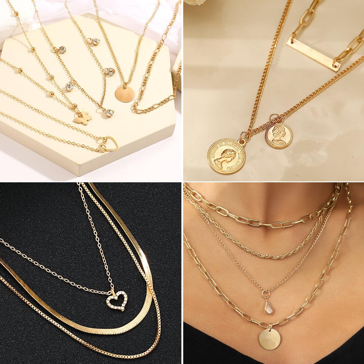 139pcs Gold Jewelry Set Costume Jewelry With 11 PCS Necklace, 16 PCS Bracelet, 90 PCS Stud Hoop Earring 22 Pcs Rings for Women Friendship Gift Set