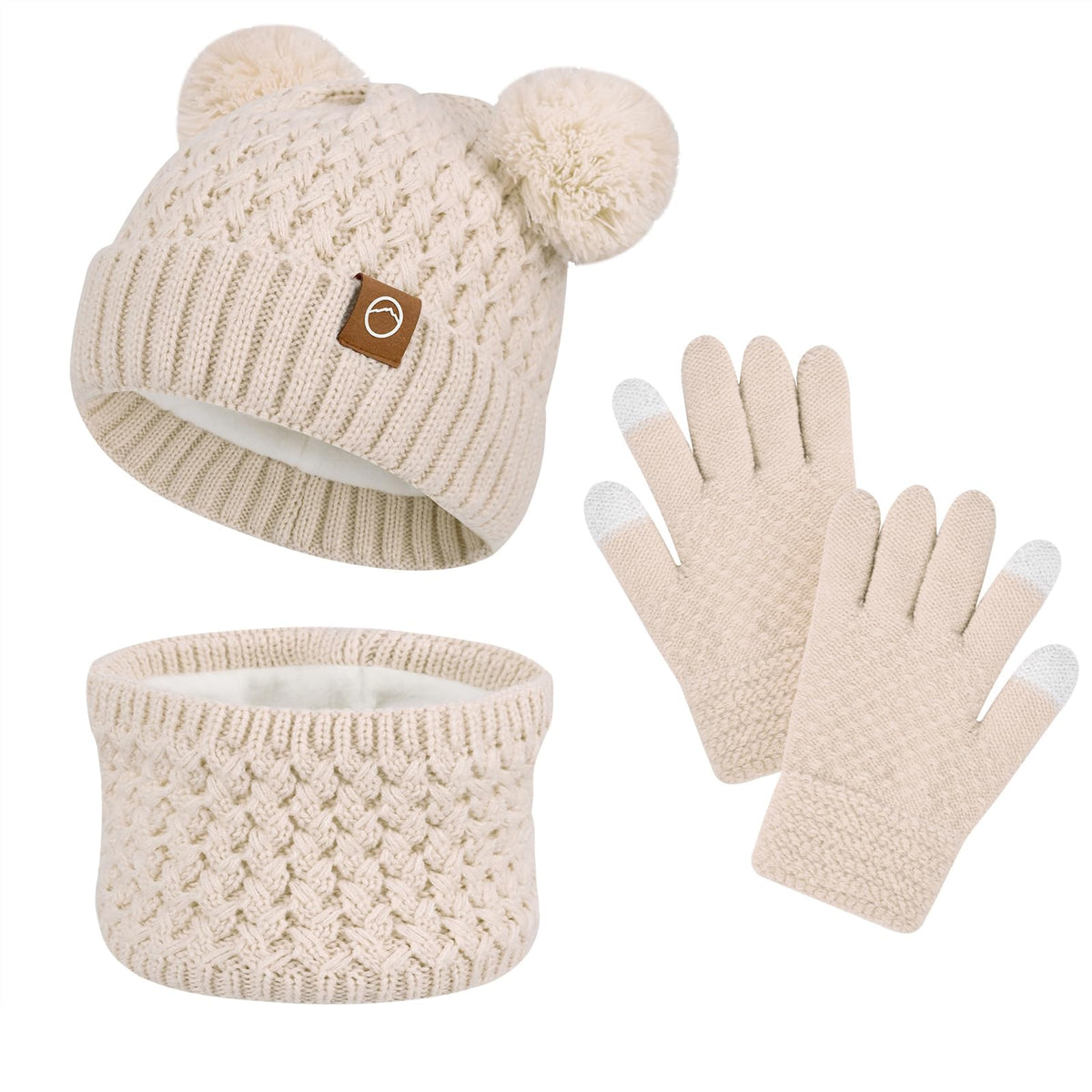 Kids Winter Hat Gloves Scarf Set,Toddler Girls Beanie Hats with Pom