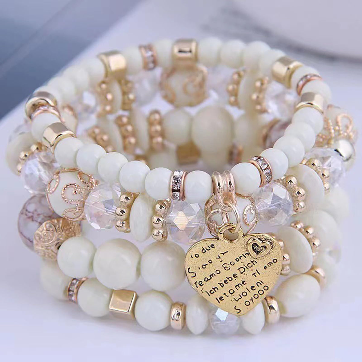 Beaded Bracelets for Women,Bohemian Stackable Style Multilayered Stretch Bracelets Friendship Jewelry Summer
