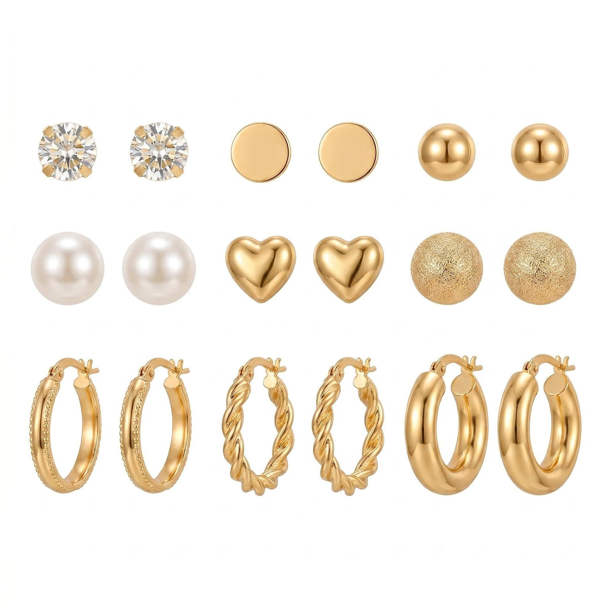 Hoop Earrings Set for Women Earring Studs Chunky Jewelry Set