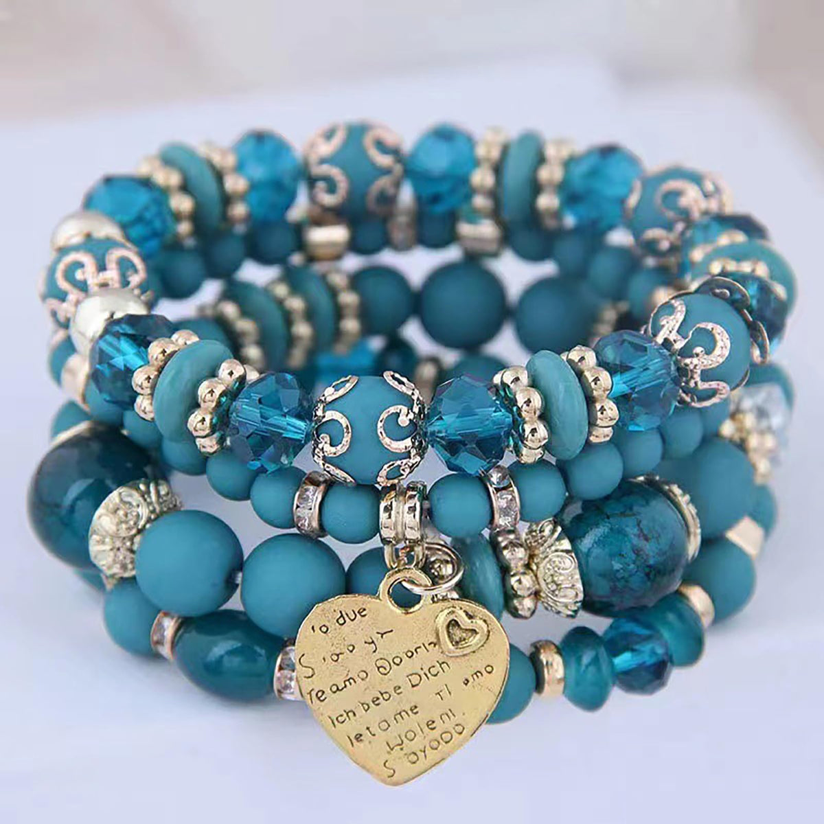 Beaded Bracelets for Women,Bohemian Stackable Style Multilayered Stretch Bracelets Friendship Jewelry Summer