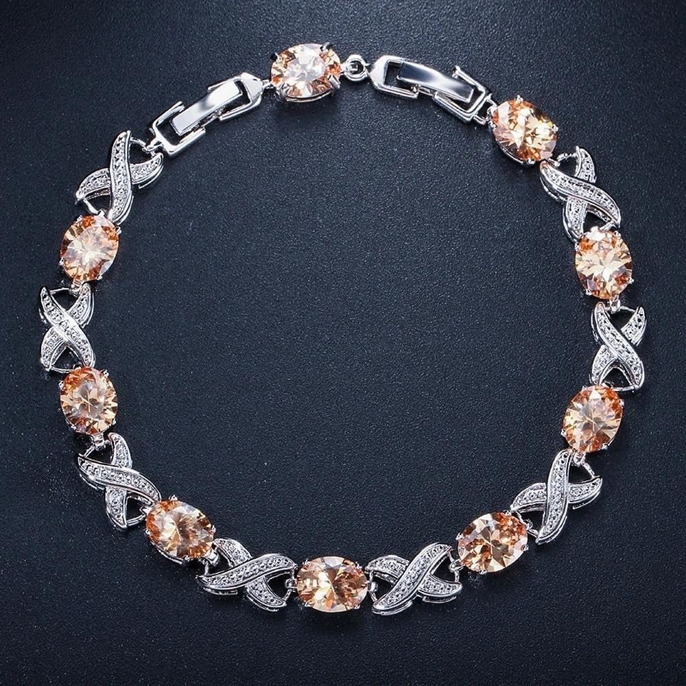Multi Oval Zircon Bracelet, Luxury Crystal Jewelry for Women