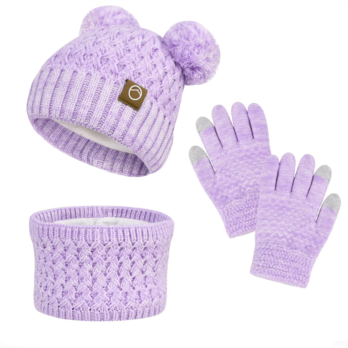Kids Winter Hat Gloves Scarf Set,Toddler Girls Beanie Hats with Pom
