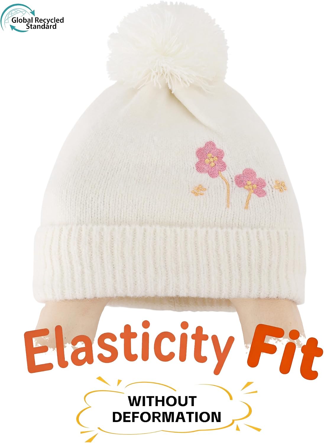 Connectyle Girls Winter Hat Scarf Gloves Set Warm Fleece Lined Pom Beanie