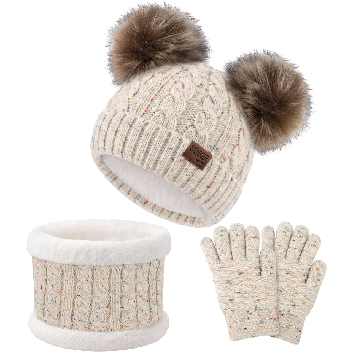 Kids Winter Beanie Hat Scarf Gloves Set for Girls Boys
