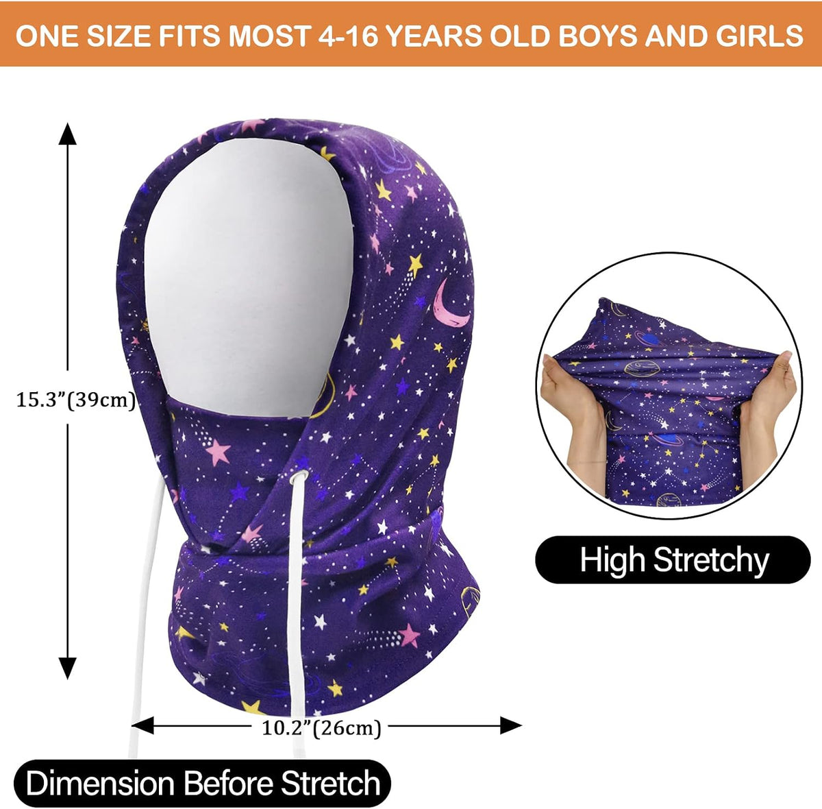 Kids Winter Balaclava Windproof Hats (2 Pack), Warm Fleece Ski Mask Neck Warmer for Boys & Girls, Adjustable Full Face Cover