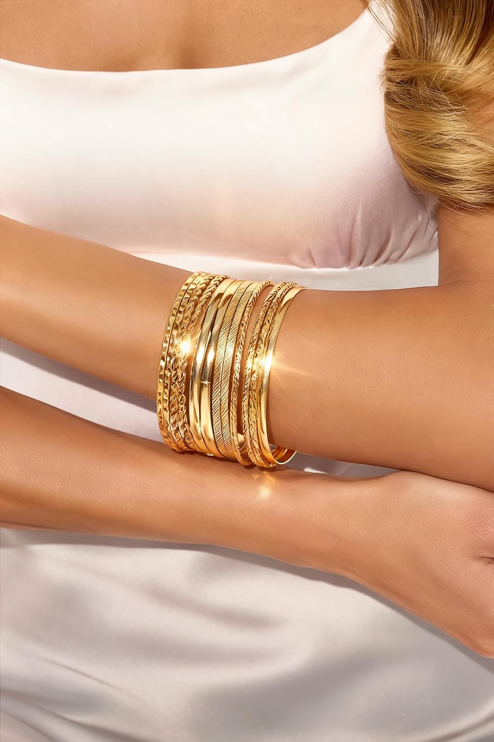 17 MILE 78 Pieces Gold Jewelry Set for Women, 9 Necklace, 24 Bangle Bracelet, 22 Earrings, 23 Knuckle Rings Gold Plated Jewerly set for Women Gift