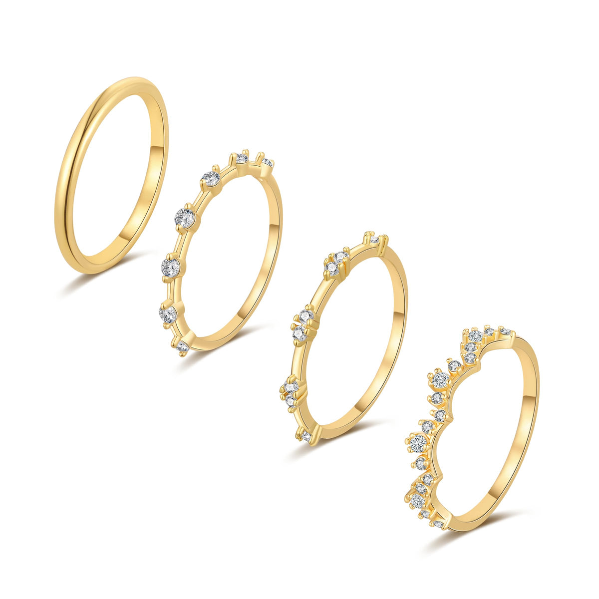 WFYOU Gold Rings for Women that Don't Tarnish Cubic Zirconia Ring Stackable Rings for Women Dainty 14K Gold Plated Rings Set Wedding Bands for Women Gold Jewelry Ring Size 6 7 8 9 10