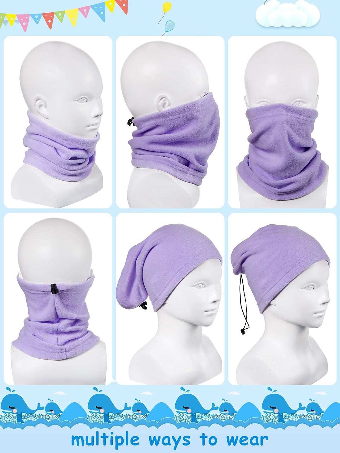 Syhood 9 Pcs Kids Neck Warmer Fleece Neck Gaiter Winter