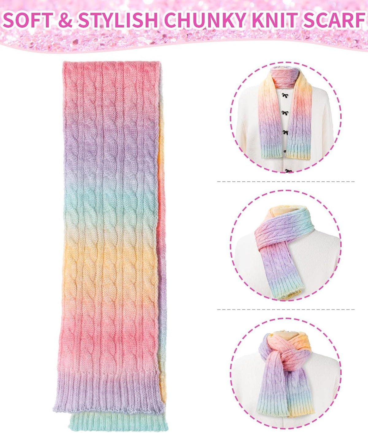 Kids Winter Hat Scarf Gloves Set, Toddler Girl Boy 8% Wool Fleece Lined Pom Beanie Knit Neck Mittens Children Christmas Gifts