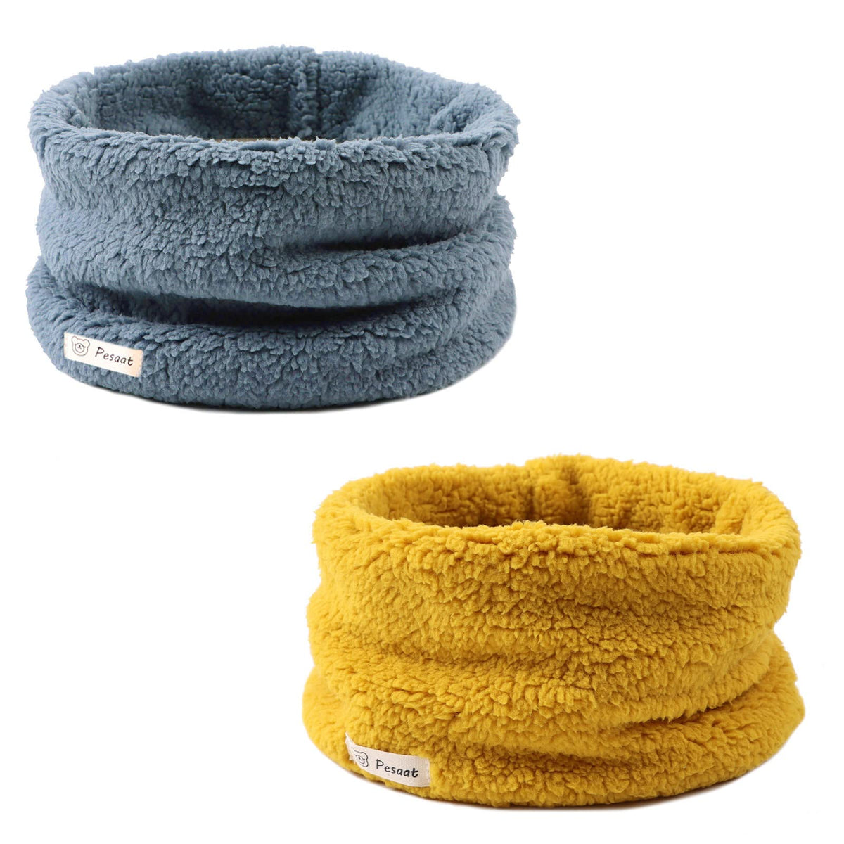 Zsedrut Fleece Warm Kids Scarf Thick Velvet Boys Girls Round Scarves Winter
